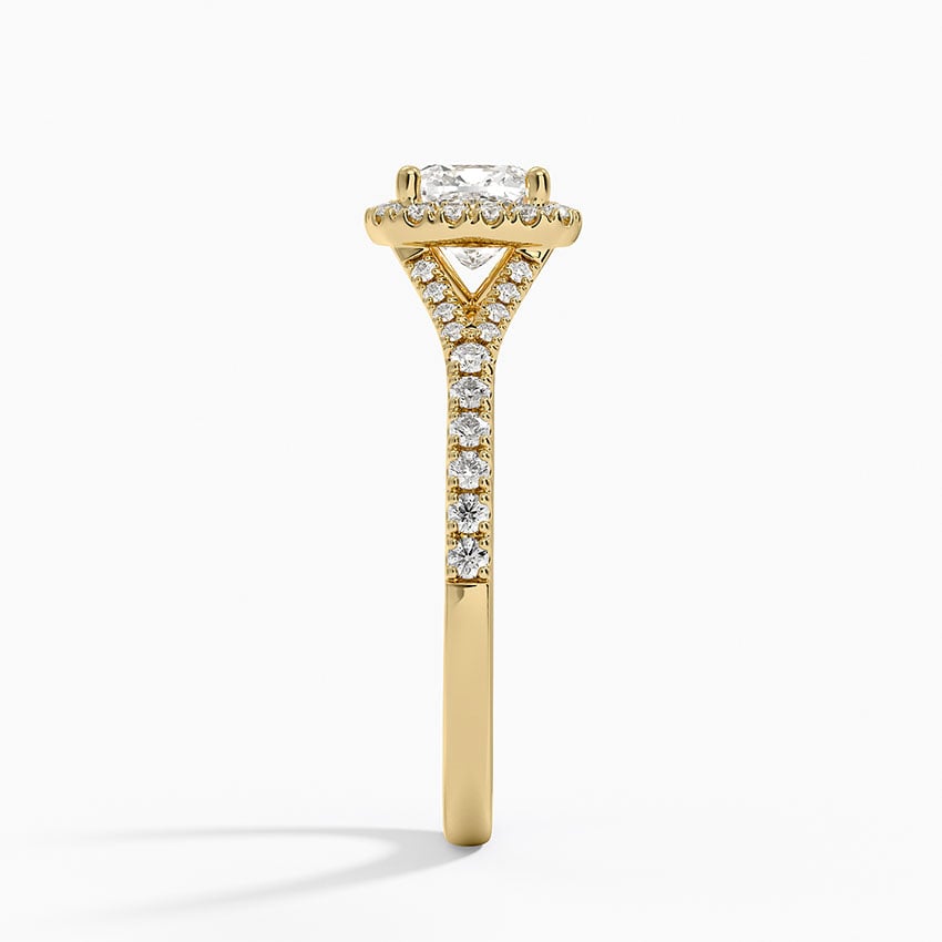 Joy Half Coverage Diamond Ring Yellow Gold 18k Cushion Engagement Ring