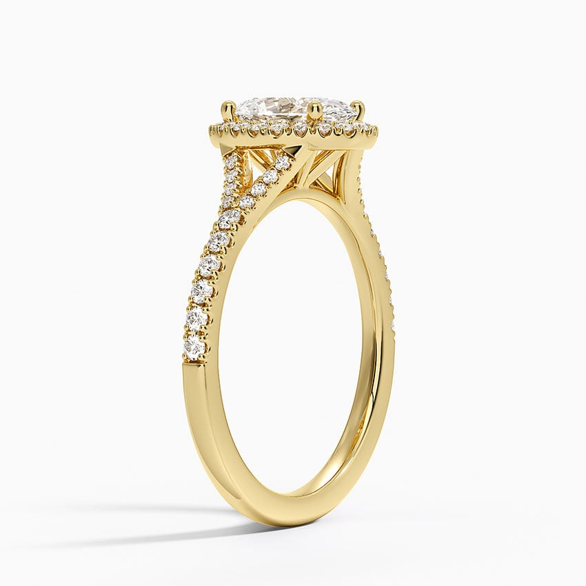 Joy Half Coverage Diamond Ring Yellow Gold 18k Oval Engagement Ring