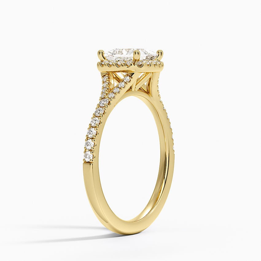 Joy Half Coverage Diamond Ring Yellow Gold 18k Princess Engagement Ring
