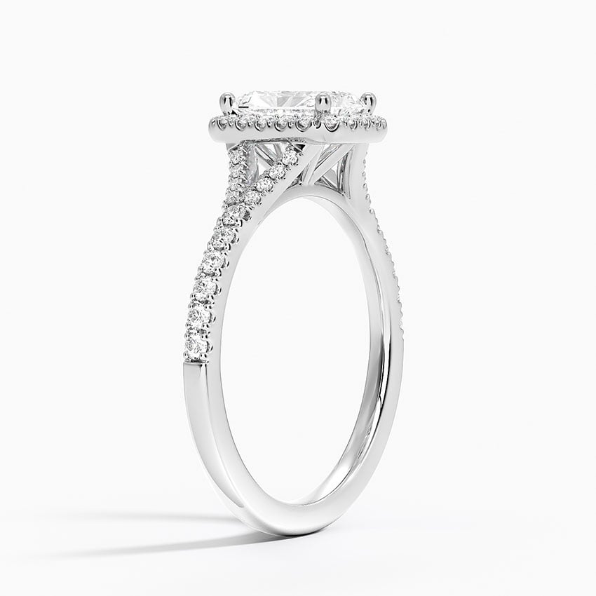 Joy Half Coverage Diamond Ring Platinum Radiant Engagement Ring