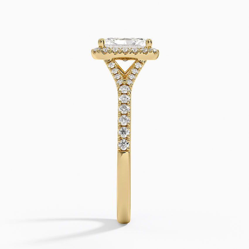 Joy Half Coverage Diamond Ring Yellow Gold 18k Radiant Engagement Ring