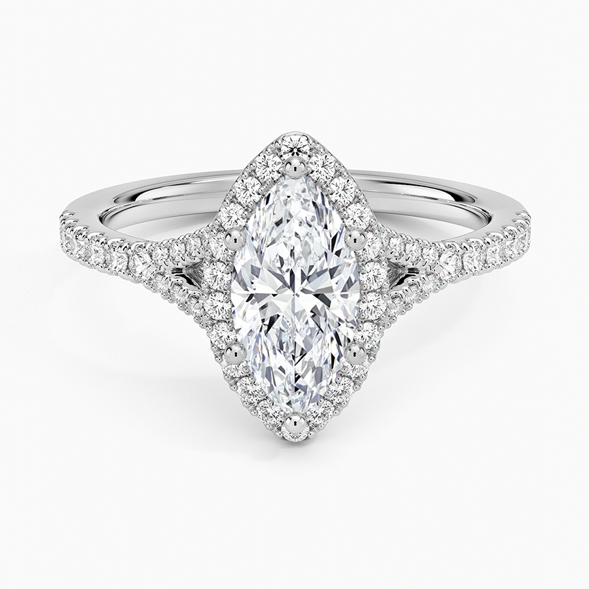 Joy Half Coverage Diamond Ring Platinum Marquise Engagement Ring