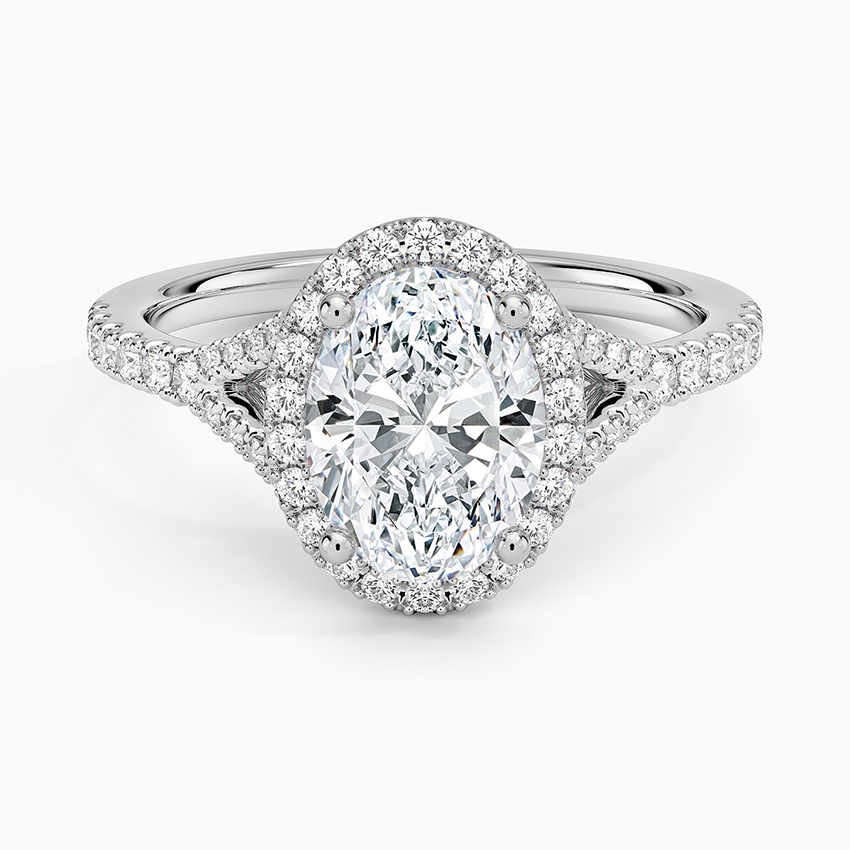 Joy Half Coverage Diamond Ring Platinum Oval Engagement Ring