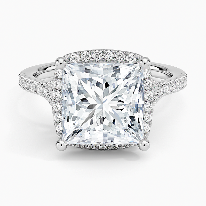 Joy Half Coverage Diamond Ring Platinum Princess Engagement Ring