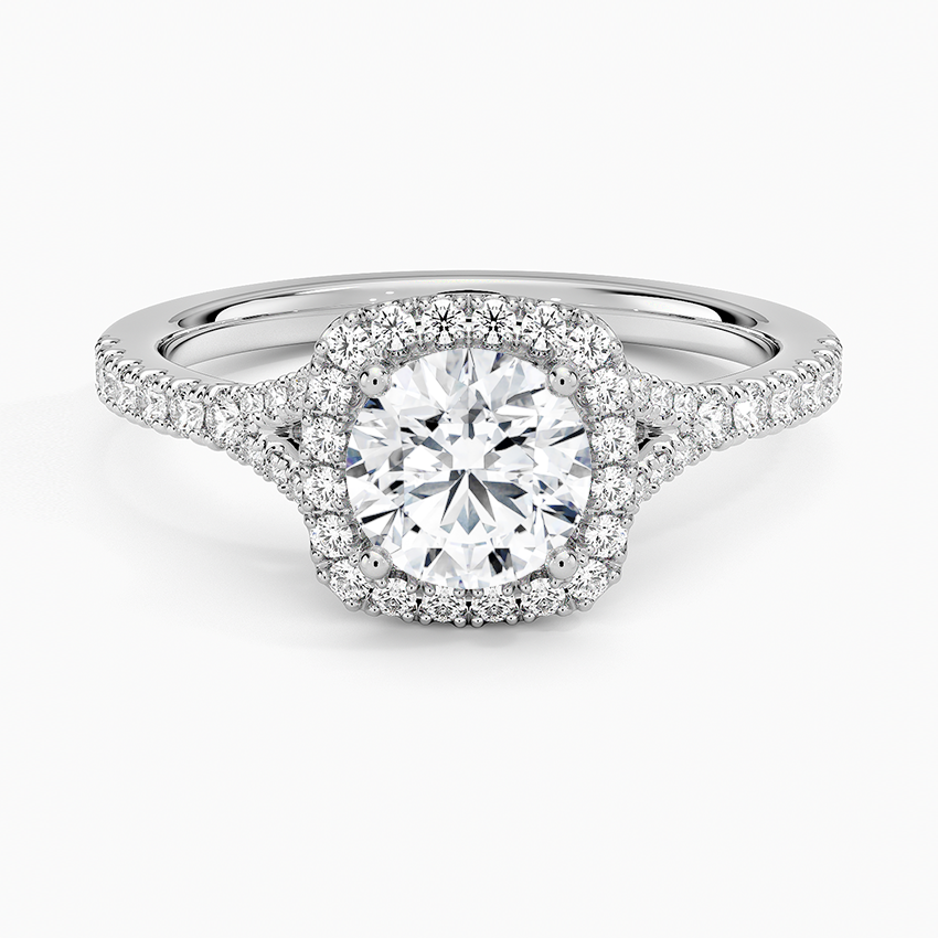 Joy Half Coverage Diamond Ring Platinum Round Engagement Ring