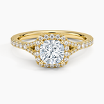 Joy Half Coverage Diamond Ring Yellow Gold 18k Cushion Engagement Ring