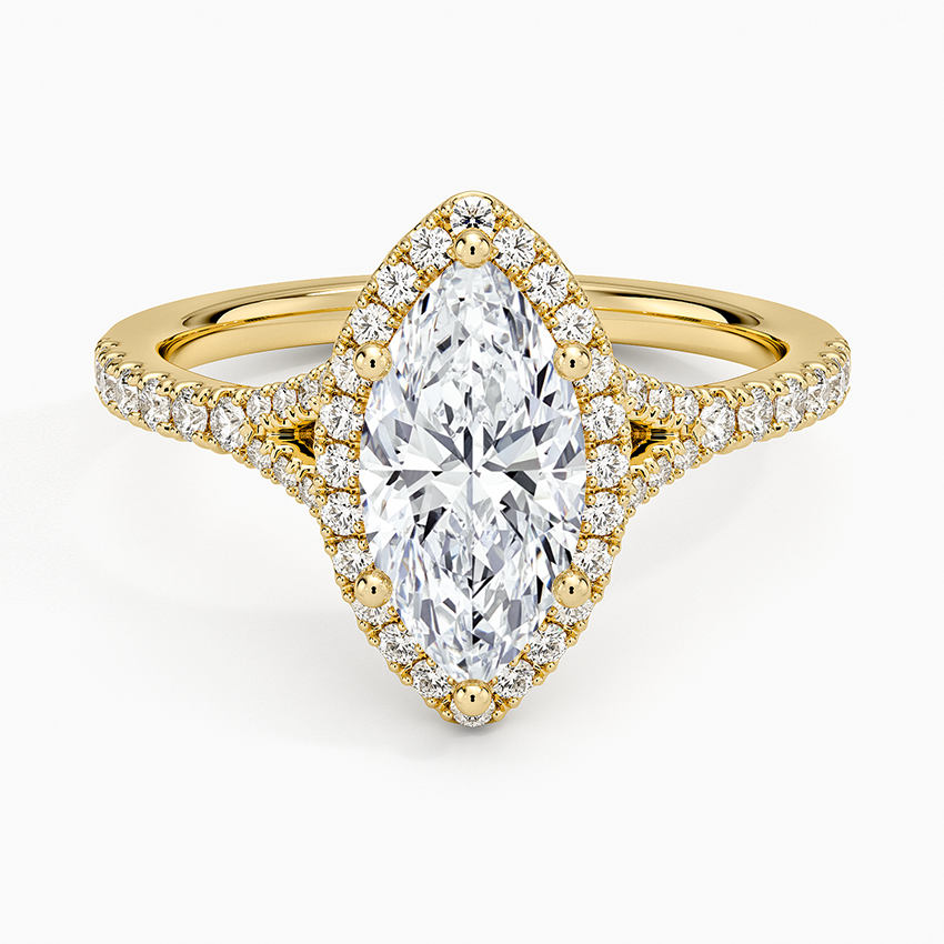 Joy Half Coverage Diamond Ring Yellow Gold 18k Marquise Engagement Ring
