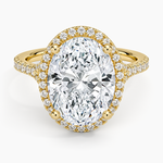Joy Half Coverage Diamond Ring Yellow Gold 18k Oval Engagement Ring