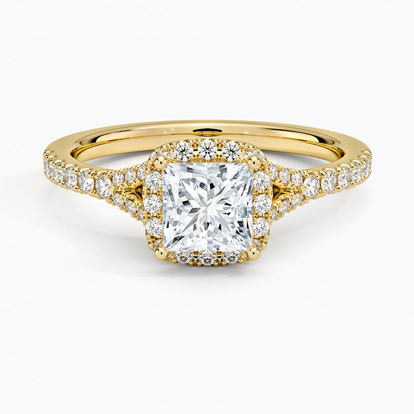 Joy Half Coverage Diamond Ring Yellow Gold 18k Princess Engagement Ring