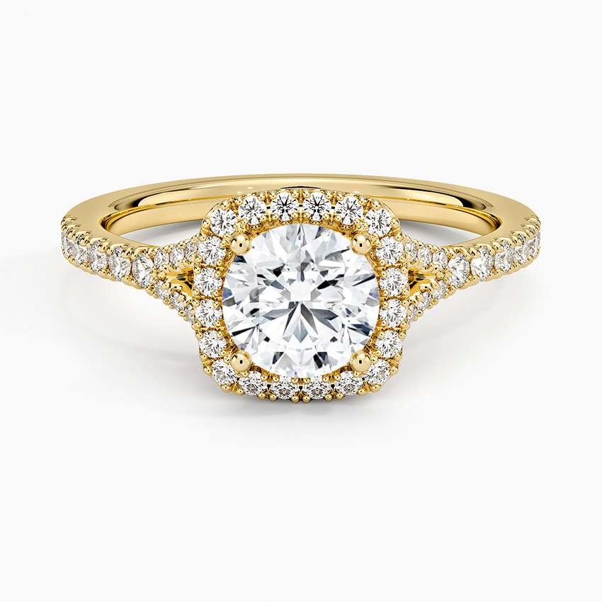 Joy Half Coverage Diamond Ring Yellow Gold 18k Round Engagement Ring