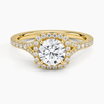 Joy Half Coverage Diamond Ring Yellow Gold 18k Round Engagement Ring