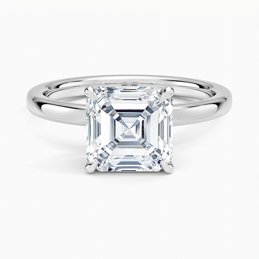 Lumiere 2mm Diamond Ring (1/8 ct. tw.) Platinum Asscher Engagement Ring