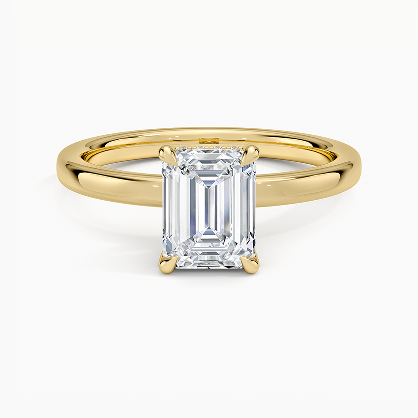 Lumiere 2mm Diamond Ring (1/8 ct. tw.) Yellow Gold 18k Emerald Engagement Ring