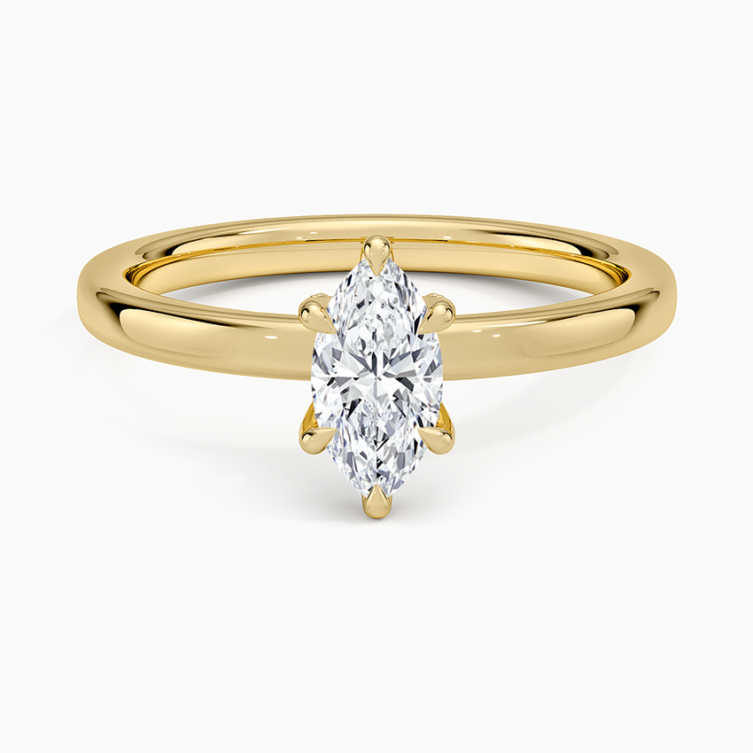 Lumiere 2mm Diamond Ring (1/8 ct. tw.) Yellow Gold 18k Marquise Engagement Ring