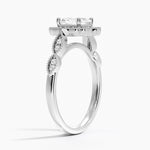 Cadenza Halo Diamond Ring Platinum Asscher Engagement Ring