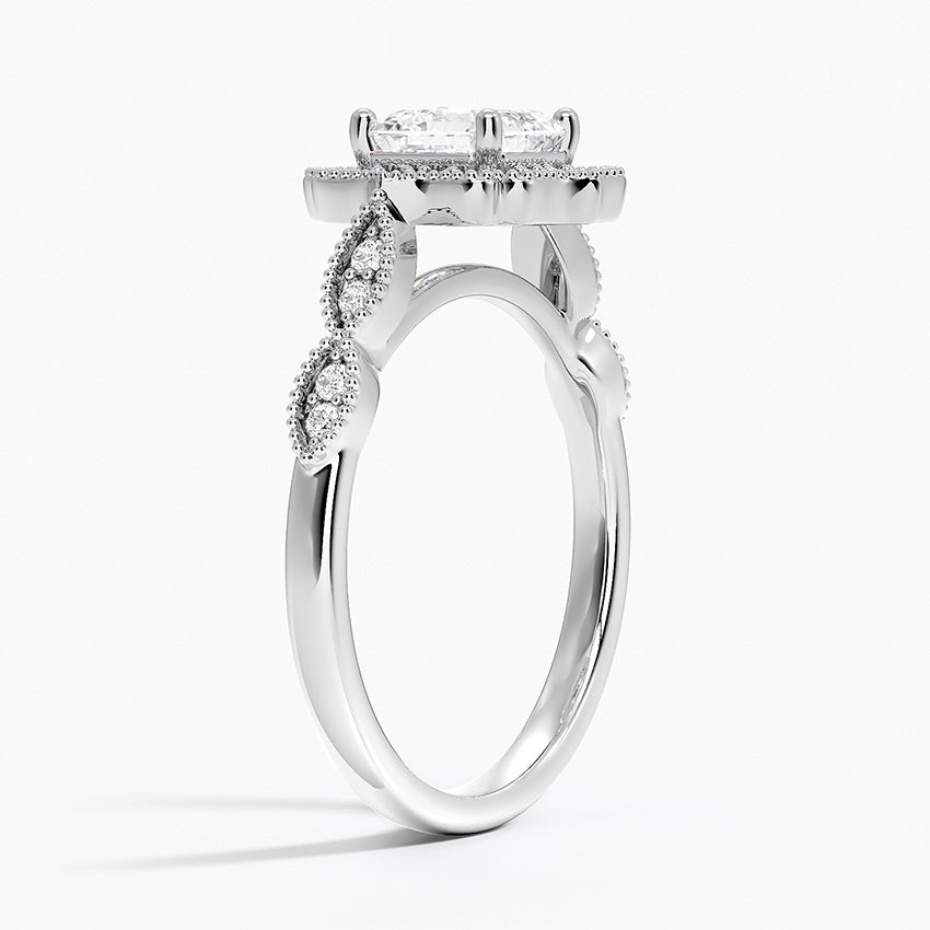 Cadenza Halo Diamond Ring Platinum Asscher Engagement Ring