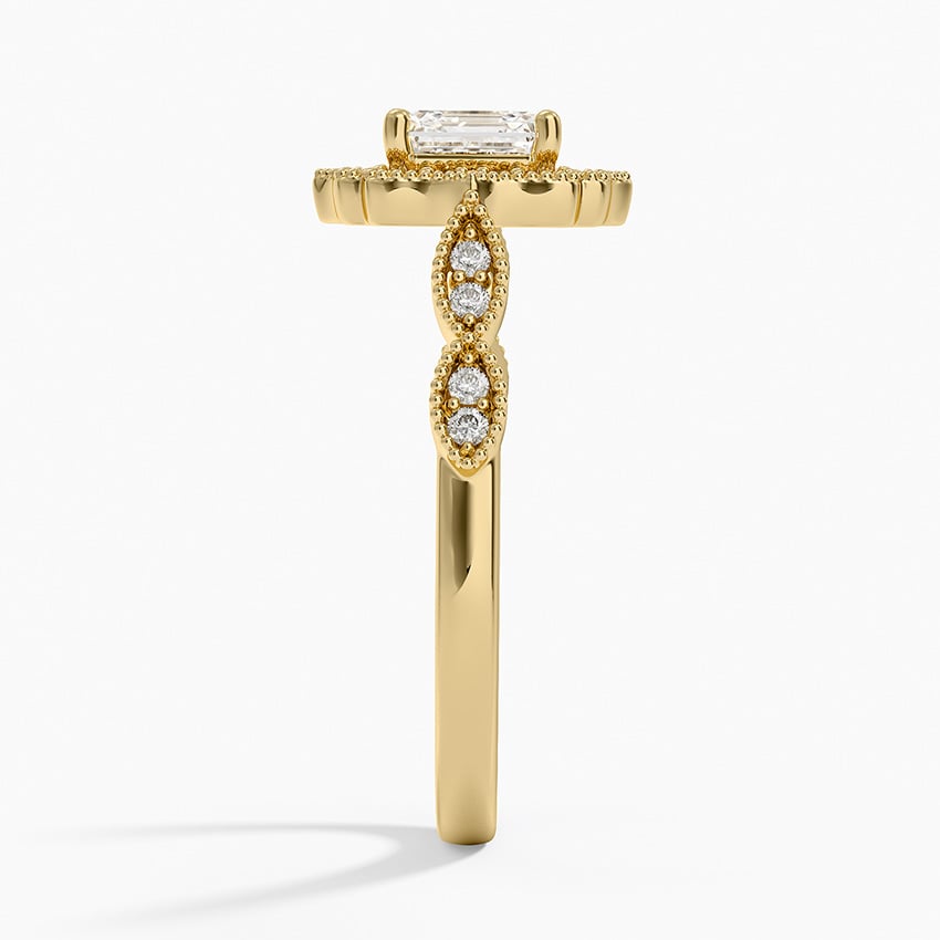 Cadenza Halo Diamond Ring Yellow Gold 18k Asscher Engagement Ring
