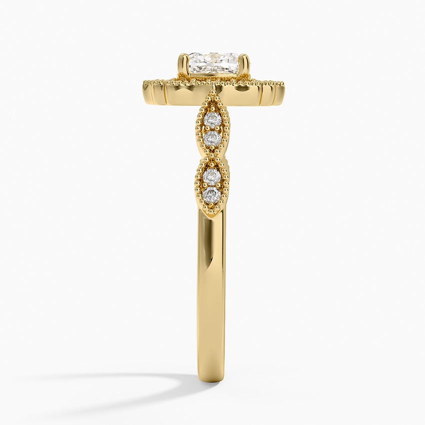 Cadenza Halo Diamond Ring Yellow Gold 18k Cushion Engagement Ring