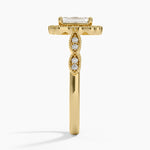 Cadenza Halo Diamond Ring Yellow Gold 18k Emerald Engagement Ring