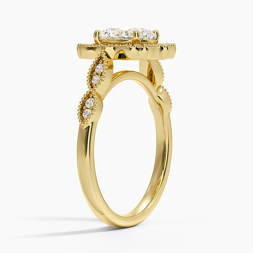 Cadenza Halo Diamond Ring Yellow Gold 18k Oval Engagement Ring