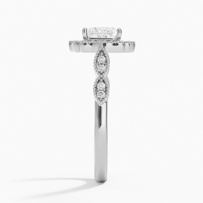 Cadenza Halo Diamond Ring Platinum Princess Engagement Ring