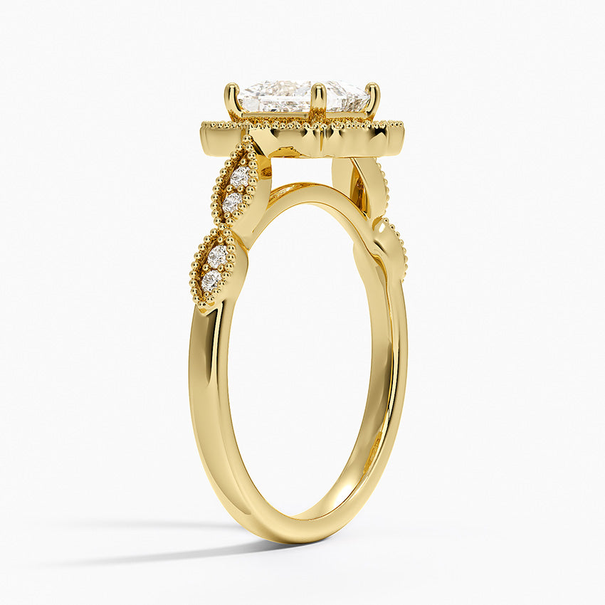 Cadenza Halo Diamond Ring Yellow Gold 18k Princess Engagement Ring