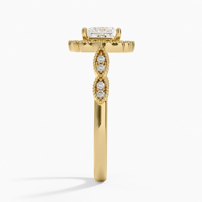 Cadenza Halo Diamond Ring Yellow Gold 18k Princess Engagement Ring