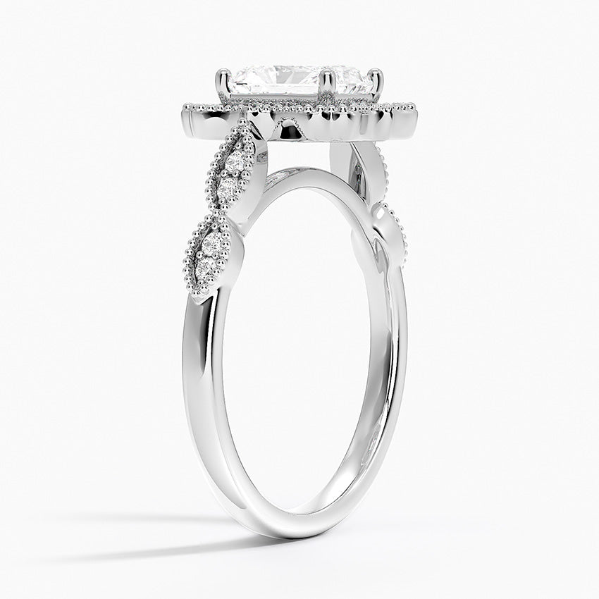 Cadenza Halo Diamond Ring Platinum Radiant Engagement Ring