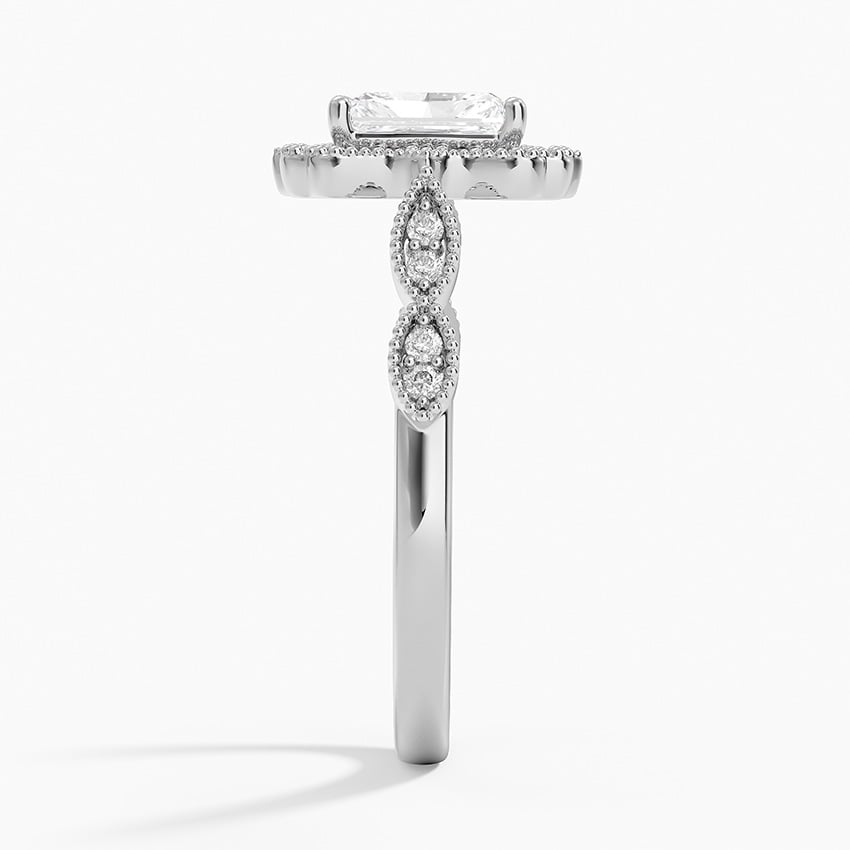 Cadenza Halo Diamond Ring Platinum Radiant Engagement Ring