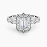 Cadenza Halo Diamond Ring Platinum Emerald Engagement Ring