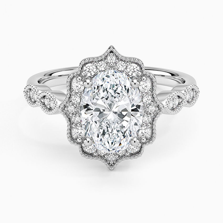 Cadenza Halo Diamond Ring Platinum Oval Engagement Ring