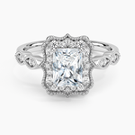 Cadenza Halo Diamond Ring Platinum Radiant Engagement Ring