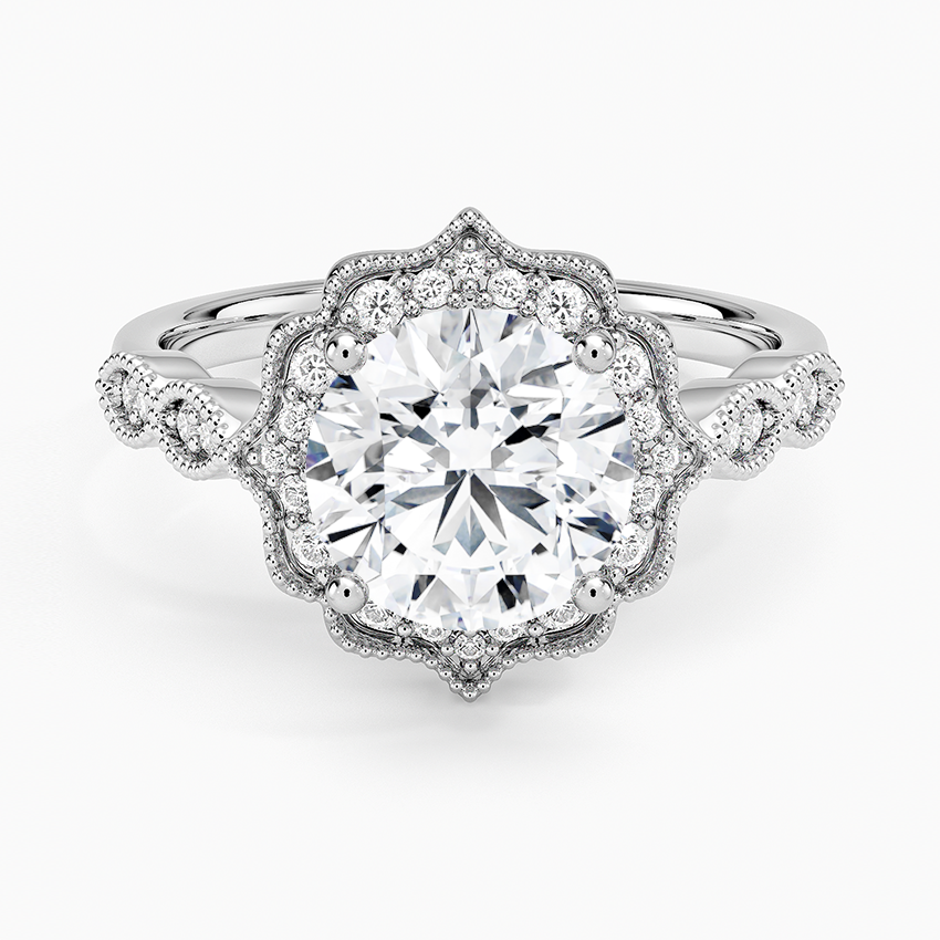 Cadenza Halo Diamond Ring Platinum Round Engagement Ring