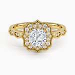 Cadenza Halo Diamond Ring Yellow Gold 18k Cushion Engagement Ring