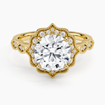 Cadenza Halo Diamond Ring Yellow Gold 18k Round Engagement Ring