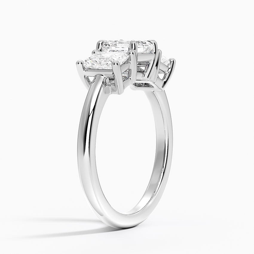 Luxe Helena Radiant-Cut Three Stone Diamond Ring Platinum Asscher Engagement Ring