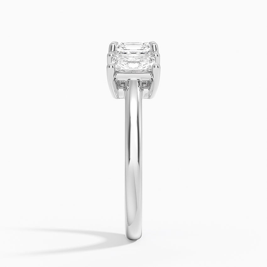Luxe Helena Radiant-Cut Three Stone Diamond Ring Platinum Asscher Engagement Ring