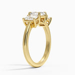 Luxe Helena Radiant-Cut Three Stone Diamond Ring Yellow Gold 18k Asscher Engagement Ring