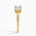 Luxe Helena Radiant-Cut Three Stone Diamond Ring Yellow Gold 18k Asscher Engagement Ring