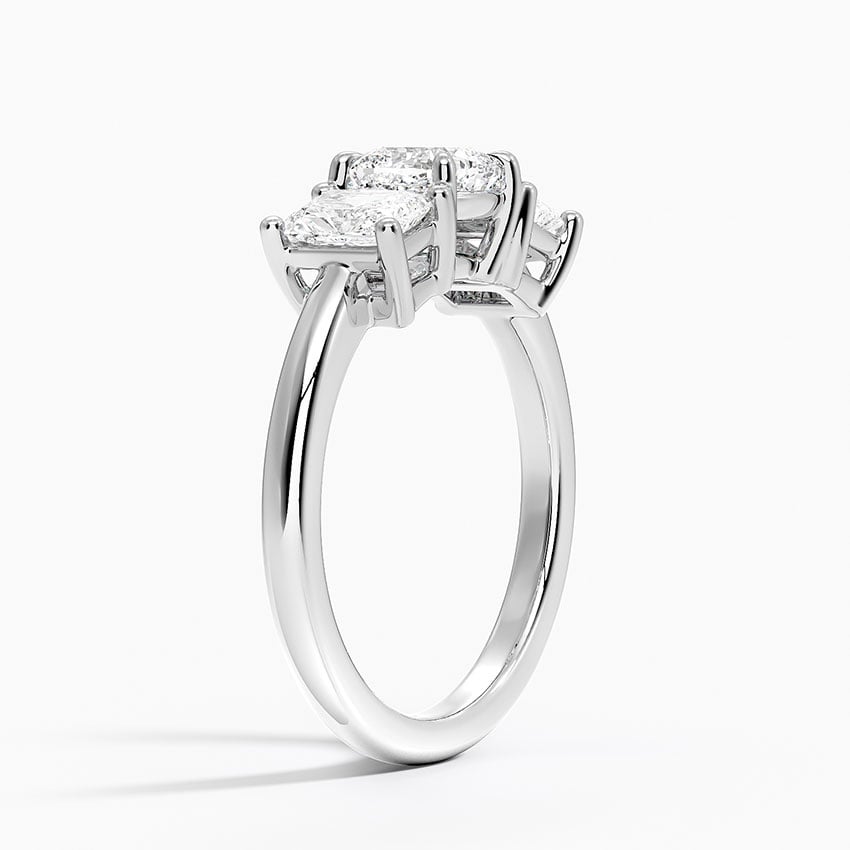 Luxe Helena Radiant-Cut Three Stone Diamond Ring Platinum Cushion Engagement Ring