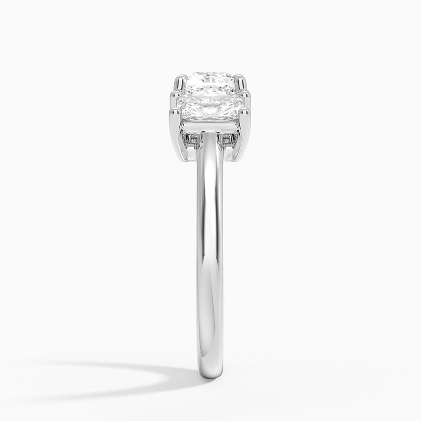 Luxe Helena Radiant-Cut Three Stone Diamond Ring Platinum Cushion Engagement Ring