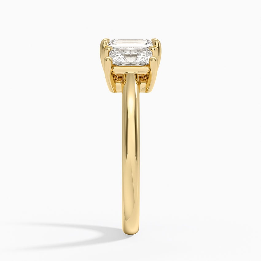 Luxe Helena Radiant-Cut Three Stone Diamond Ring Yellow Gold 18k Emerald Engagement Ring