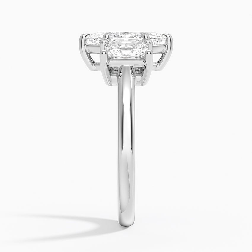 Luxe Helena Radiant-Cut Three Stone Diamond Ring Platinum Marquise Engagement Ring