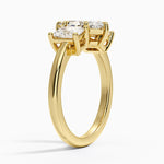 Luxe Helena Radiant-Cut Three Stone Diamond Ring Yellow Gold 18k Marquise Engagement Ring