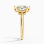 Luxe Helena Radiant-Cut Three Stone Diamond Ring Yellow Gold 18k Marquise Engagement Ring