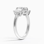 Luxe Helena Radiant-Cut Three Stone Diamond Ring Platinum Oval Engagement Ring