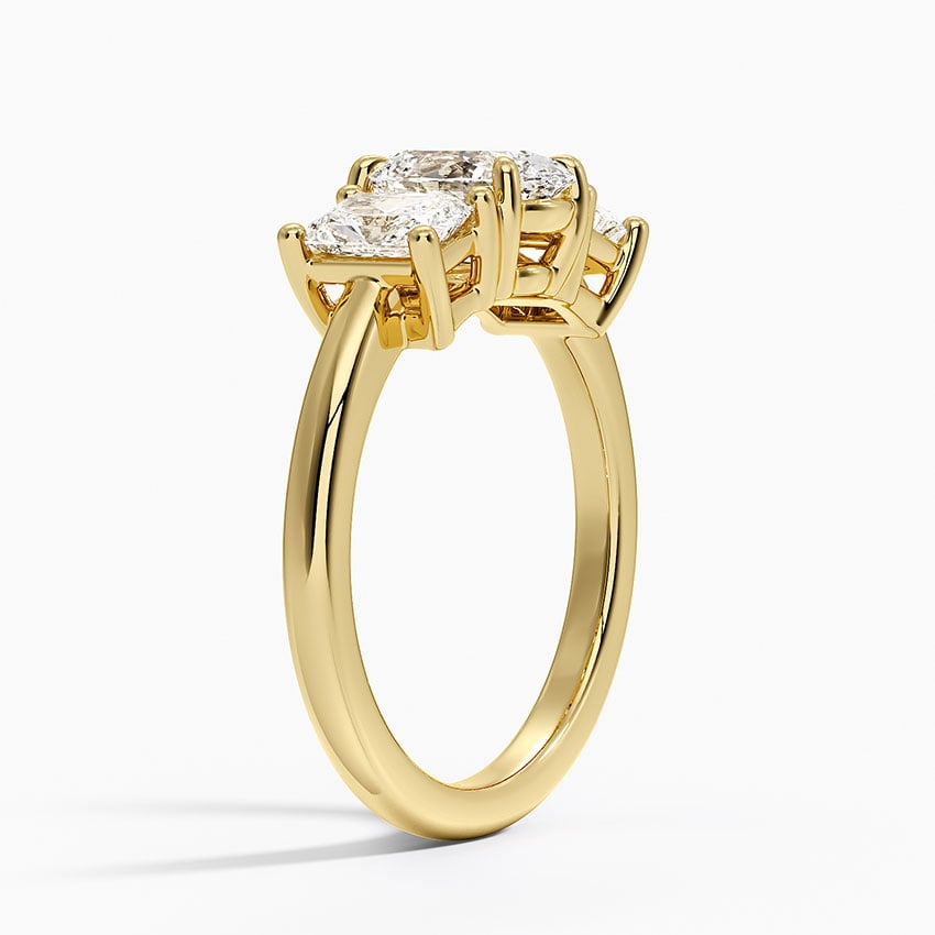 Luxe Helena Radiant-Cut Three Stone Diamond Ring Yellow Gold 18k Oval Engagement Ring