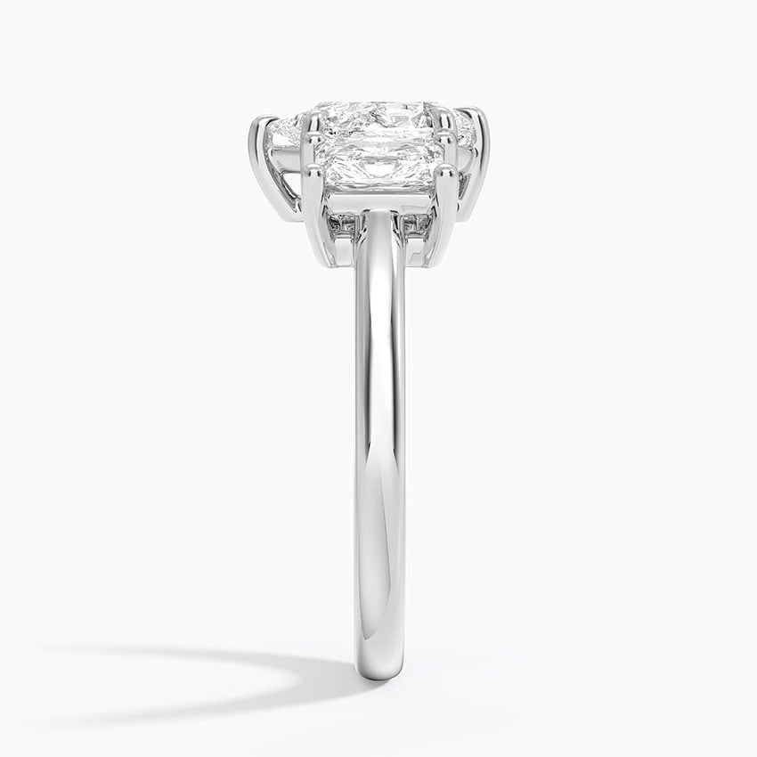 Luxe Helena Radiant-Cut Three Stone Diamond Ring Platinum Pear Engagement Ring