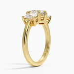 Luxe Helena Radiant-Cut Three Stone Diamond Ring Yellow Gold 18k Pear Engagement Ring