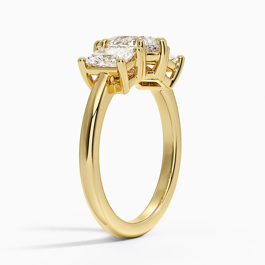 Luxe Helena Radiant-Cut Three Stone Diamond Ring Yellow Gold 18k Pear Engagement Ring
